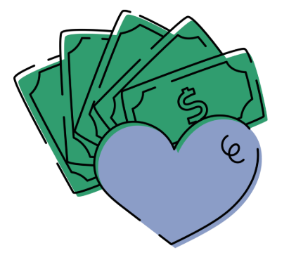 Heart and dollars illustration